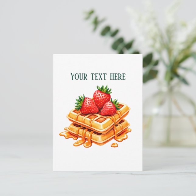 Rolig jordgubbs-waffel-restaurang anpassningsbar vykort (Stående Fram)