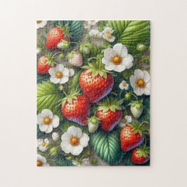 Rolig Jordgubbsblad Blommor Pussel