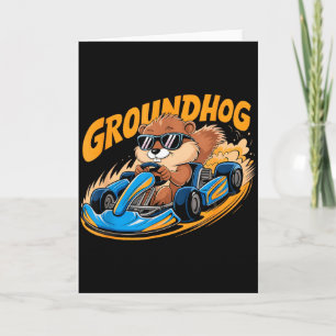 Rolig jordsvin Go-kart racing Glad jordsvinsdag Kort