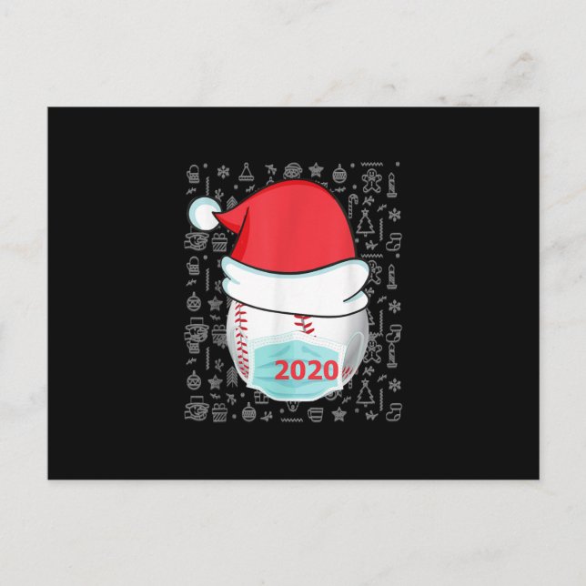 Rolig jul 2020 Baseball Santa hatt Helg Vykort (Framsida)