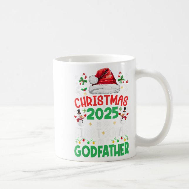 Rolig jul 2025 är min första jul som gudfar kaffemugg (Höger)