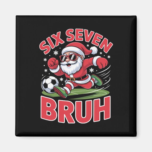 Rolig jul 67 Meme Bruh Fotboll Tomte Xmas Pyjamas Magnet (Framsidan)