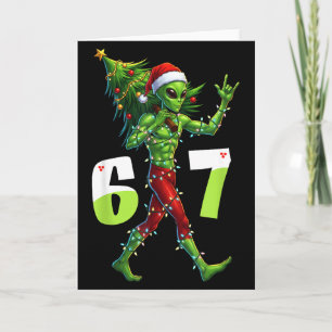 Rolig jul Alien Six Seven Meme 67 Tomtehatt Kort
