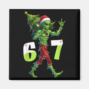 Rolig jul Alien Six Seven Meme 67 Tomtehatt Magnet