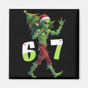 Rolig jul Alien Six Seven Meme 67 Tomtehatt Magnet