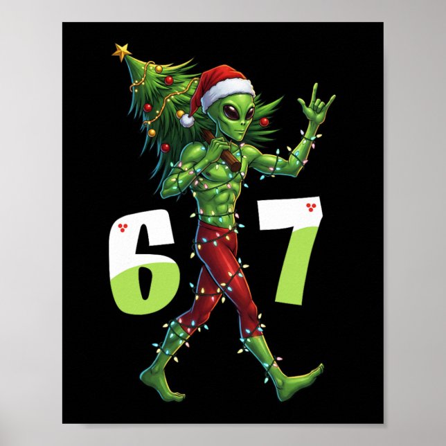 Rolig jul Alien Six Seven Meme 67 Tomtehatt  Poster (Framsidan)
