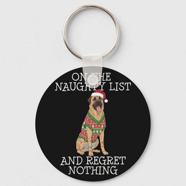 Rolig jul anatolisk herdehund busig lista nyckelring (Framsida)