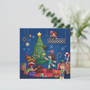 Rolig jul är inställd Chibi-figurer Stic Kort