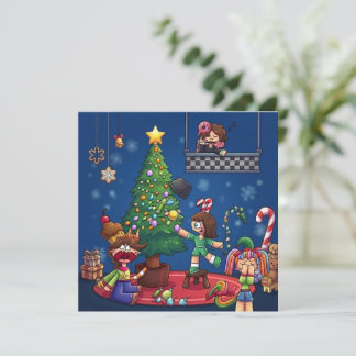 Rolig jul är inställd Chibi-figurer Stic Kort