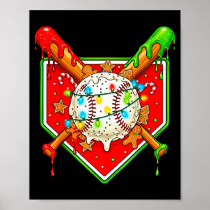 Rolig jul baseball glassdräkt män kvinnor poster