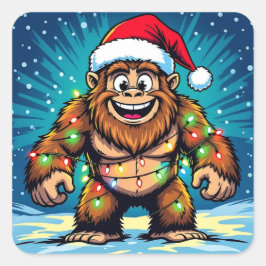 Rolig jul Bigfoot Sasquatch Fyrkantigt Klistermärke