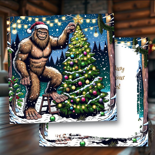 Rolig jul Bigfoot Sasquatch Personlig Julkort (Skapare uppladdad)