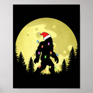 Rolig jul Bigfoot tomtehatt måne Sasquatch M Poster