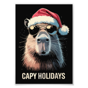 Rolig jul Capy Högtider Xmas Capybara Fototryck