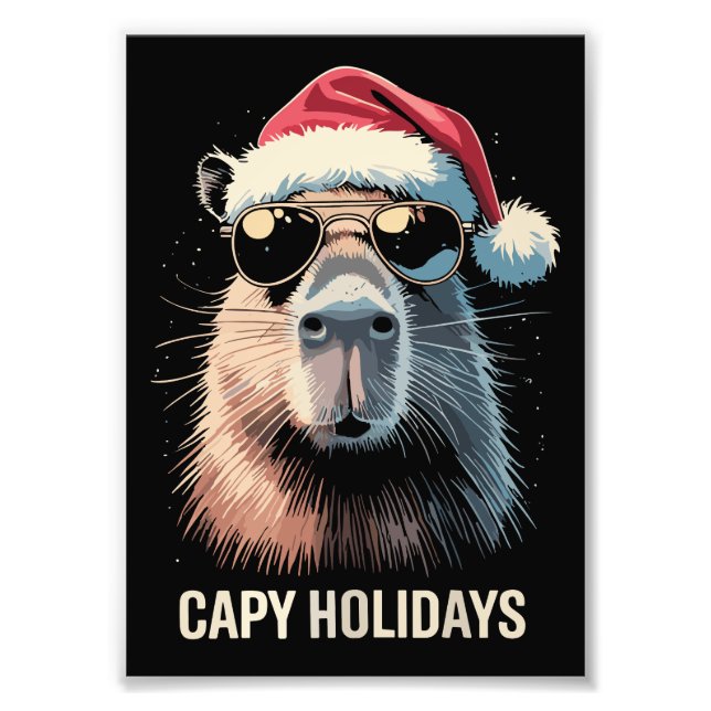 Rolig jul Capy Högtider Xmas Capybara  Fototryck (Framsidan)
