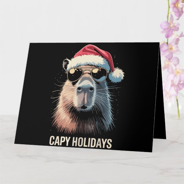 Rolig jul Capy högtider Xmas Capybara  Kort (Orkide)