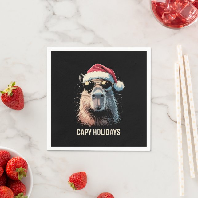 Rolig jul Capy högtider Xmas Capybara  Pappersservett (Insitu)