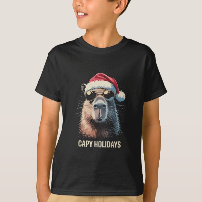 Rolig jul Capy Högtider Xmas Capybara  T Shirt (Framsida)
