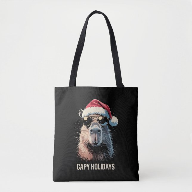 Rolig jul Capy Högtider Xmas Capybara  Tygkasse (Framsida)