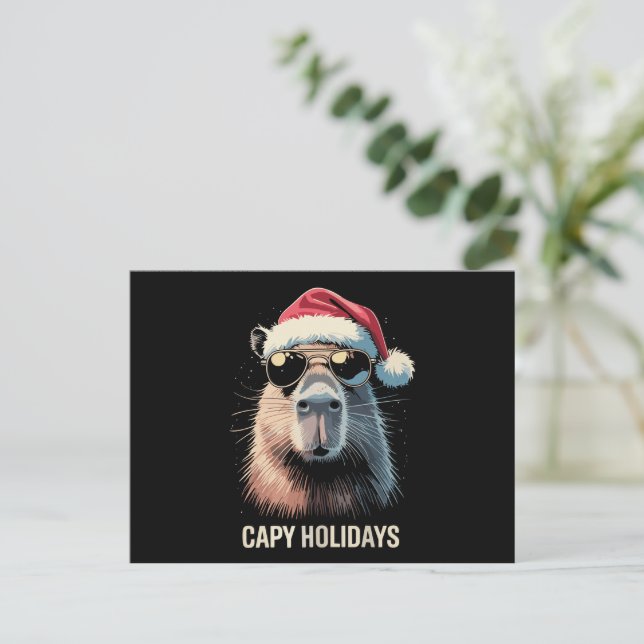 Rolig jul Capy Högtider Xmas Kapybaror  Helg Vykort (Stående Fram)