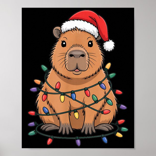Rolig jul Capybara Söt Tecknad Design  Poster (Framsidan)