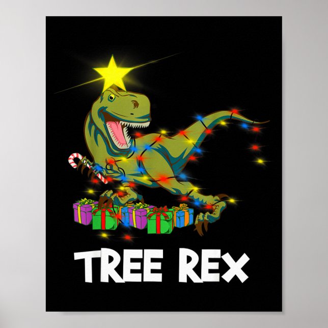 Rolig jul dinosaurie träd Rex män kvinnor barn G Poster (Framsidan)