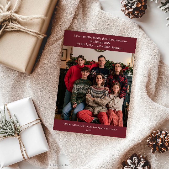Rolig jul familjefoto julkort (Funny Family Photo Holiday Card Red)