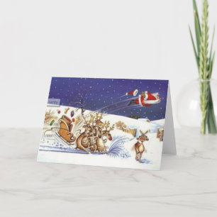 Rolig jul flygSanta för härlig ren Helgkort