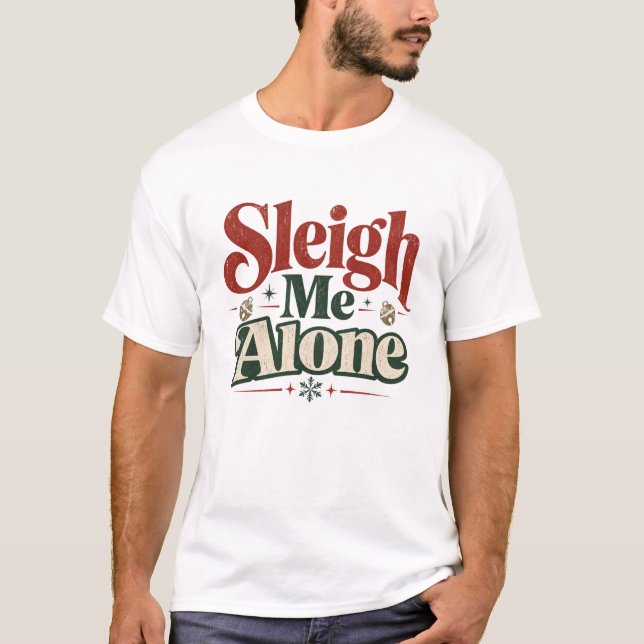 Rolig jul för antisociala - släde mig ensam  t shirt (Framsida)
