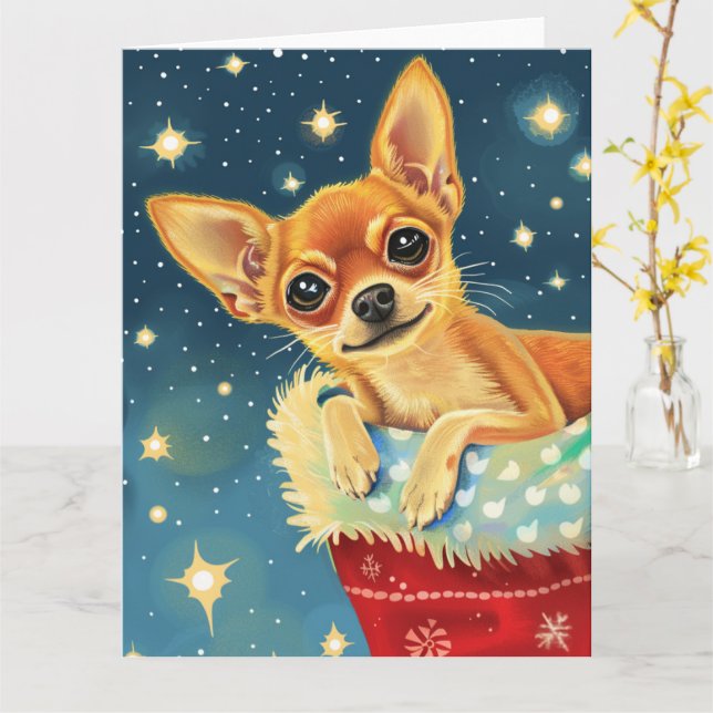 Rolig jul för chihuahua kort (Gul blomma)