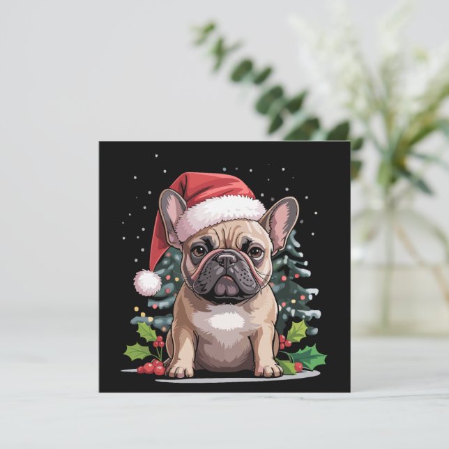 Rolig jul för fransk bulldoggsälskare hundmamma julkort (Stående Fram)