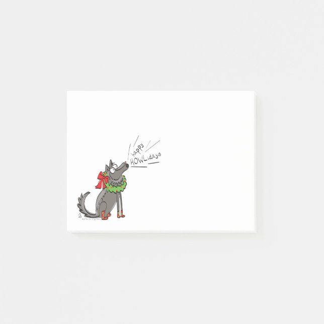 Rolig jul för söta barn med varg post-it block (Framsida)