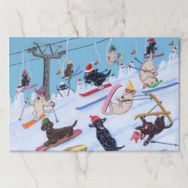 Rolig jul för vinter som skidar Labradors