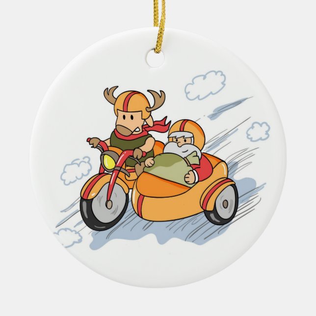 Rolig jul, förbättrade Santas sleigh Julgransprydnad Keramik (Framsidan)