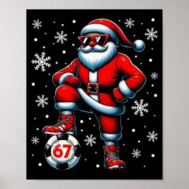 Rolig jul fotboll Cool Santa Claus 6 7 Meme T Poster (Framsidan)