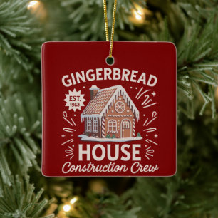 Rolig jul - Gingerbread Hus Konstruktion Crew  Julgransprydnad Keramik