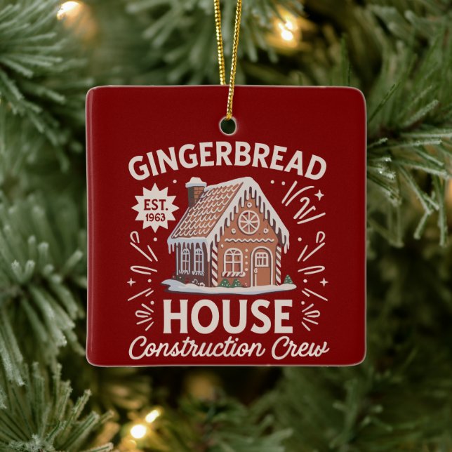 Rolig jul - Gingerbread Hus Konstruktion Crew  Julgransprydnad Keramik (Träd)