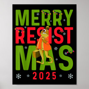 Rolig jul God Resistmas 2025 Portland Frog Poster