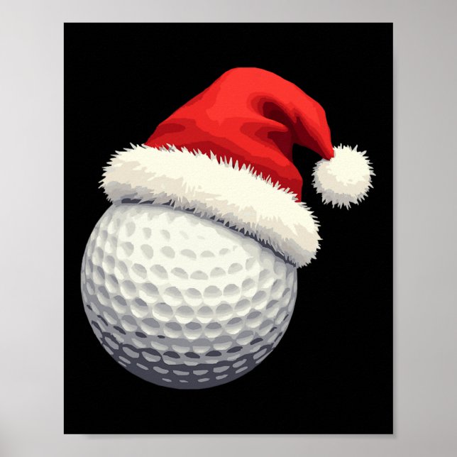 Rolig jul golf tomte boll med hatt på julafton  poster (Framsidan)