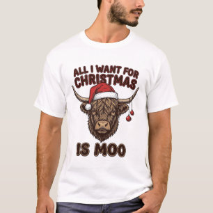 Rolig jul Highland ko Moo skjorta design_1 T Shirt