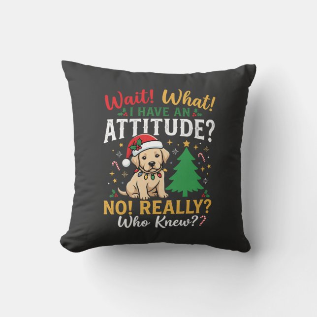 Rolig jul hund attityd semester kudde (Framsida)