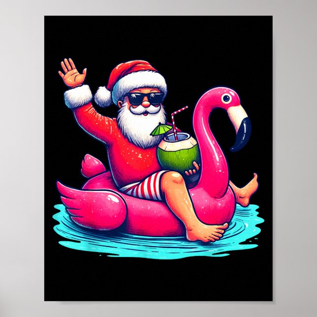 Rolig jul i juli sommar flamingo flotte xmas poster (Framsidan)