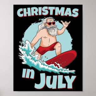 Rolig jul i juli sommar tomte surfing surfb poster