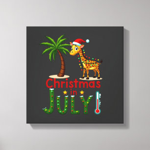 Rolig jul i juli-tröja Santa Giraffe Palm T Canvastryck