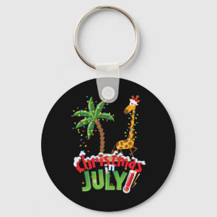 Rolig jul i juli-tröja Santa Giraffe Palm T Nyckelring