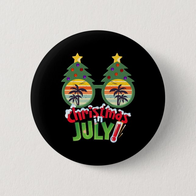 Rolig jul i juli-tröja sommar Xmas-träd sol Knapp (Framsida)