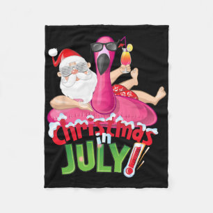Rolig jul i juli-tröja sommarflamingo Float Fleecefilt