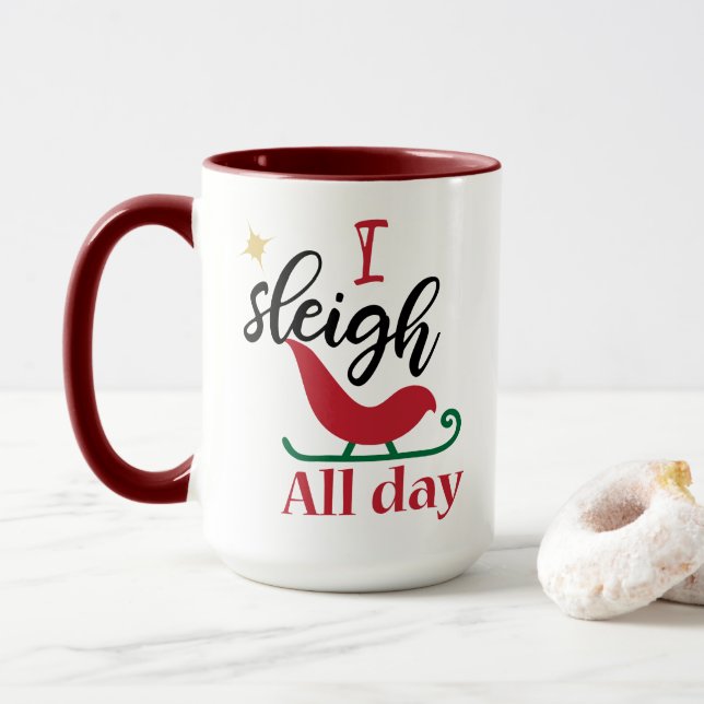 Rolig jul jag åker släde hela dagen Xmas Mugg (Med munk)