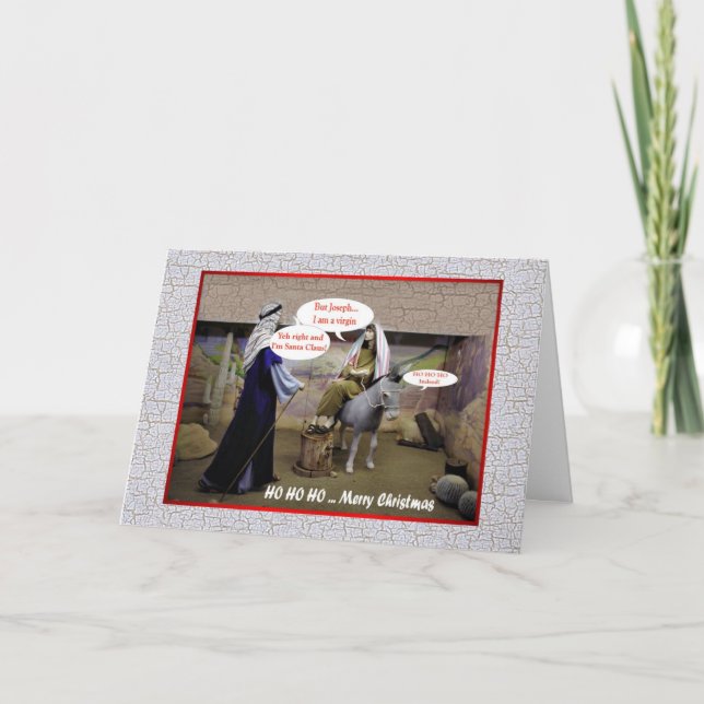 Rolig jul jungfruliga Mary och Joseph i ladugård Helgkort (Framsida)