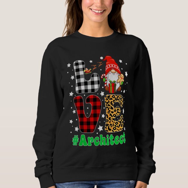 Rolig jul leopardrutig KÄRLEK Arkitekt Gnome T Shirt (Framsida)